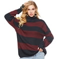 thumbnail image 3 of Nuevo suéter de punto con cuello alto a rayas informal de otoño e invierno para mujer, camisa con parte inferior de punto suelta europea y americana, 3 of 4