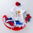 thumbnail image 2 of Xudanell 4th of July Baby Girl Outfits Letter Prints Romper Skirt and Headband Shoes 4pcs My First Fourth of July Short Sleeve Outfits White 3-6 Months, 2 of 4