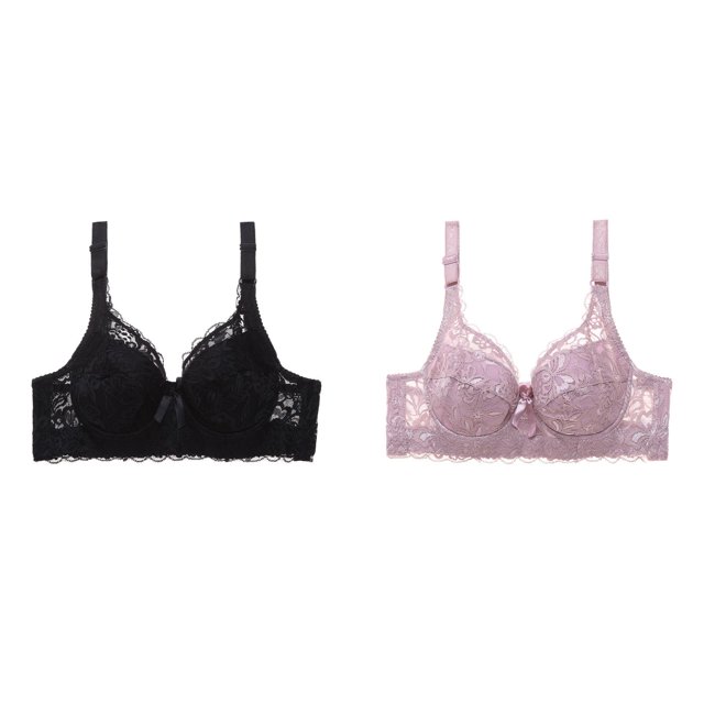 (2-Pack) Rinsvye Womens Lace Bra With Padded Cups Enhancement Push Up Bra For Natural Lift And Comfort Everyday Wear
