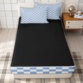 thumbnail image 4 of Erosebridal Modern Checkered Zipper Twin Comforter Sets with Fitted Sheet and 2 Pillowcases for Girls, Blue White Abstract Square Print Zipper Bedding Set, Black Reversible, 4-Piece, 4 of 7