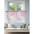 thumbnail image 4 of Pink Flowers Tier Curtains 36 Inch Length,Sheer Curtains for Bedroom Living Room,Spring Botanical Floral Branches Gradient Rod Pocket Voile Drapes Kitchen Curtains for Small Window 27.5"x36" 2 Panels, 4 of 7