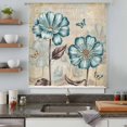 thumbnail image 4 of Blue Tulip Semi Sheer Curtains Drapes for Living Room,Bedroom,French Doors Window 54 Inches Long,Retro Flowers Leaves Butterfly Plants Khaki Rod Pocket Chiffon Curtain Drapery Voile Draperies Panel, 4 of 8
