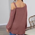 thumbnail image 4 of MIUOWANP Sweatshirt for Women Crewneck Fashion Women's Solid Color Strapless Long Sleeve Pullover Loose Sweater Brown 1XL, 4 of 5