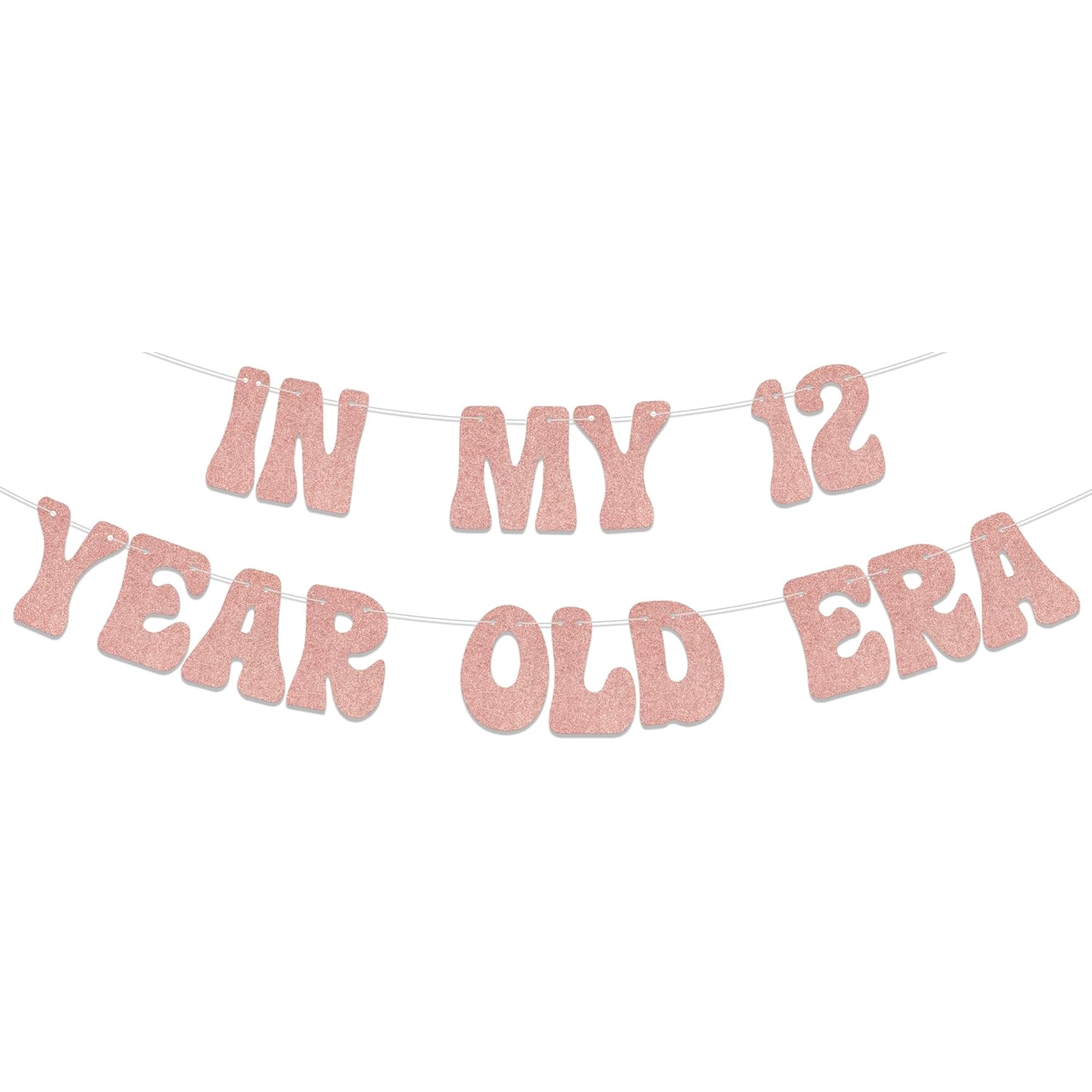 Rose Gold Glitter In My 12 Year Old Era Banner, 12 Year Old Girl Birthday Decorations, Official 12 Pre Teen Banner, Teen Girl Birthday Party Decorations
