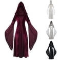 thumbnail image 2 of SOOMLON Medieval Renaissance Dress Women Princess Gown Halloween Cosplay Costumes Vintage Gothic Clothes Court Dress Long Sleeve Dress Plus Size Pagoda Sleeve Dress Wine XXXL, 2 of 9