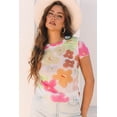 thumbnail image 5 of Women's Multicolour Floral Mesh Lettuce Trim Cropped T-Shirt | [ZhiHiMeRi] | (US 12-14)L, 5 of 12
