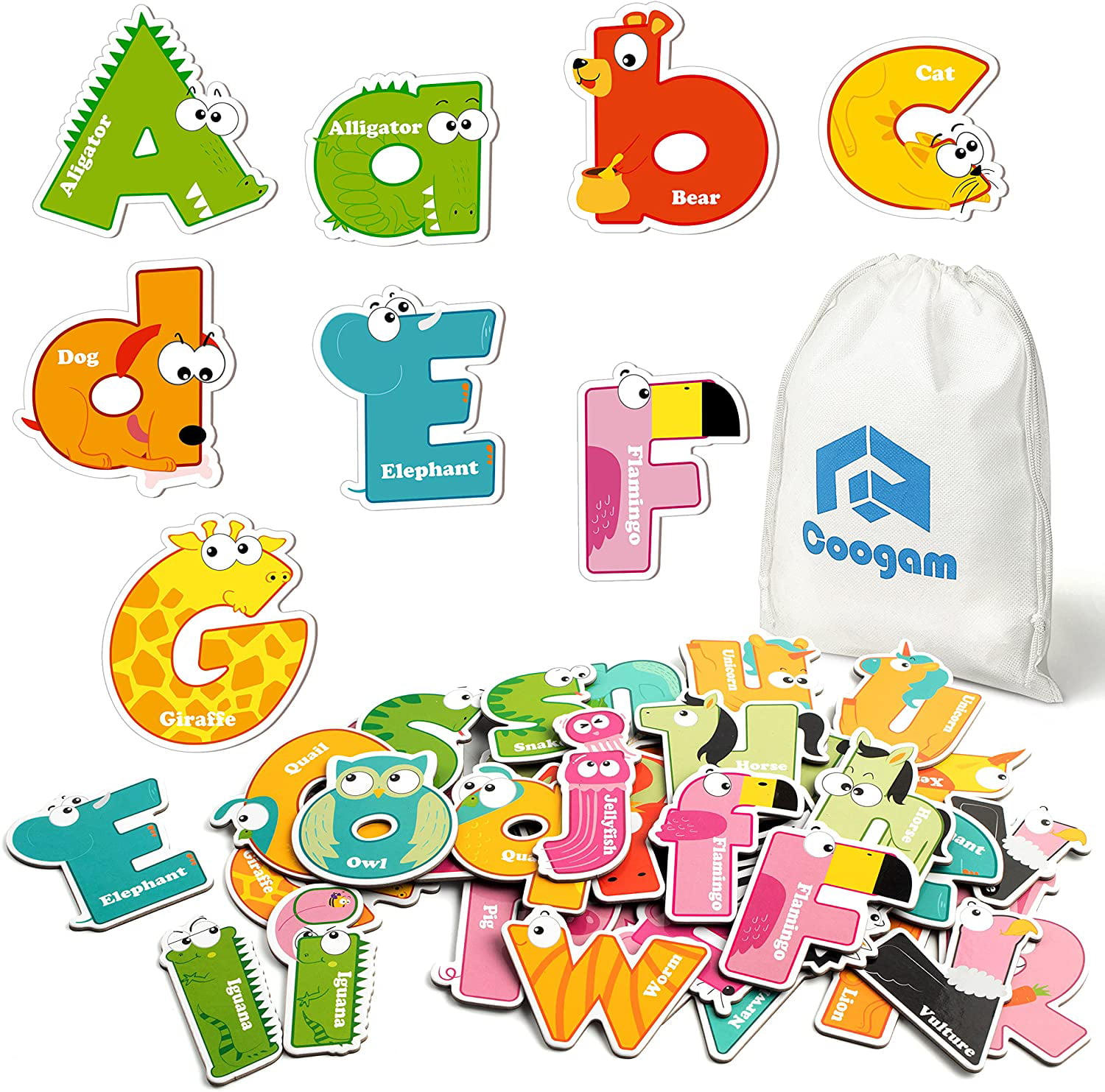 52PCS Alphabet Lower/Upper case Letters Fridge Magnets Child Toy Spelling Learn 