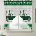 thumbnail image 2 of St. Patrick's Day Swag Curtains for Kitchen/Bedroom/Living Room, Green Truck Gnomes Clovers Wooden Grain Scalloped Curtains 63 Inch Long, Window Swag Topper Curtains Valances 2 Panels Set 36"x63", 2 of 8