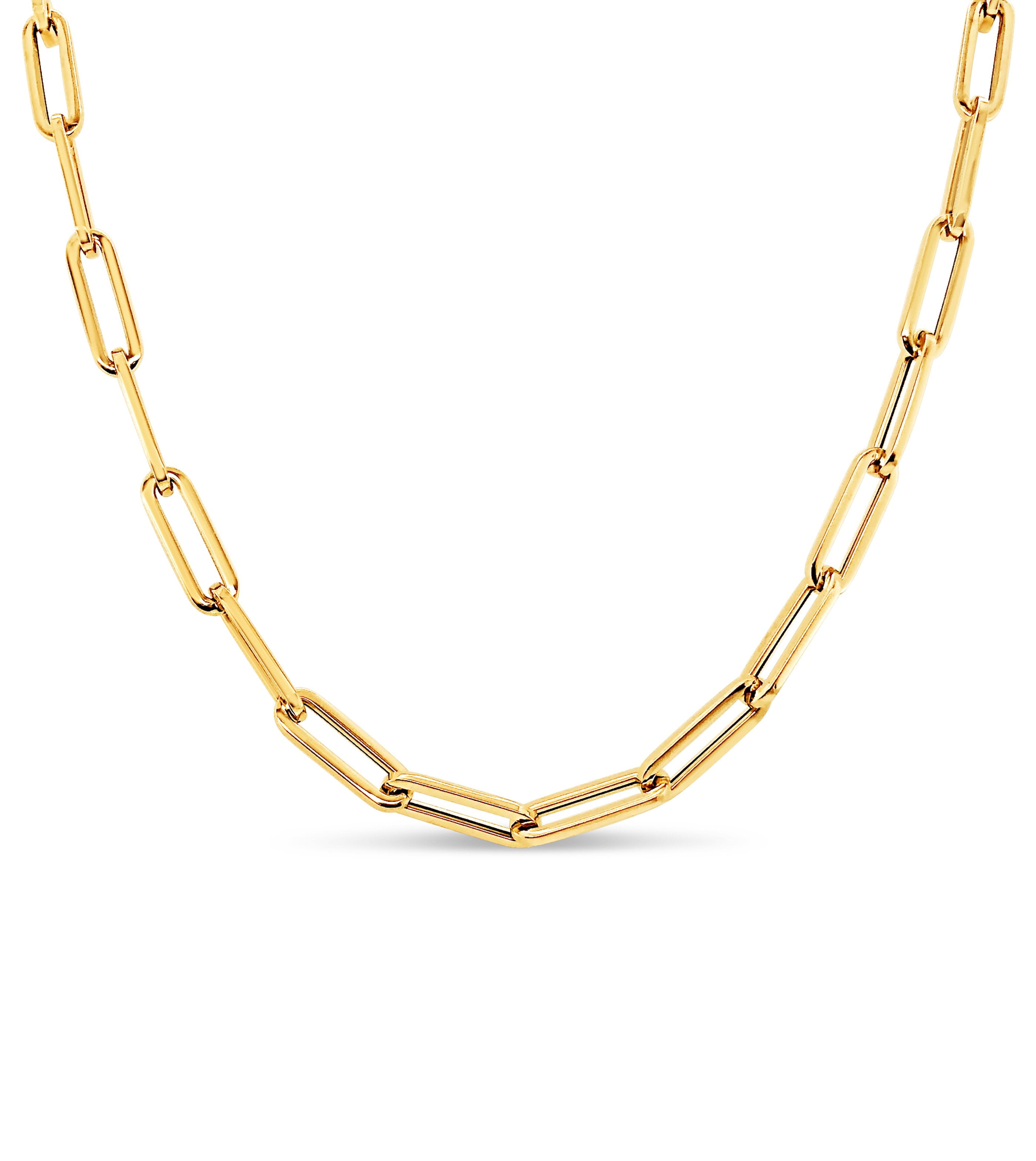 Olive \u0026 Chain Solid 14k Gold Paperclip 