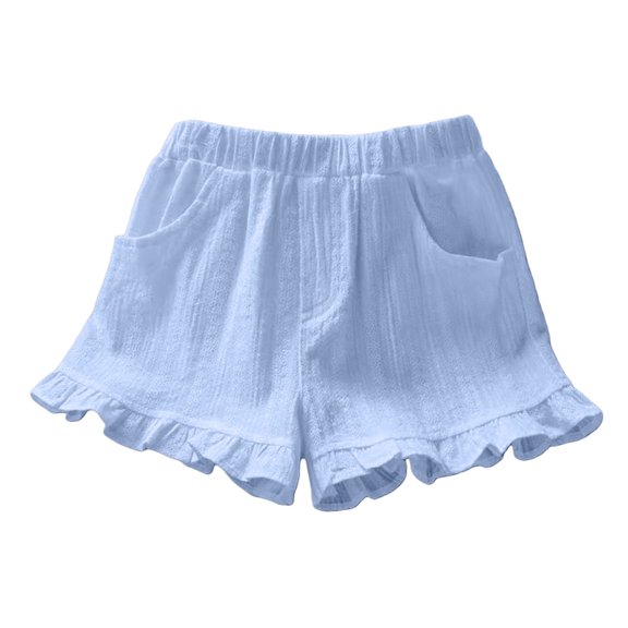 JLMSPLWG Baby Girl Ruffle Pants Summer Shorts for Kids Solid Color Shortalls Infant Girls Trendy Baggy Casual Short Pants with Pocket Toddler Girl Clothes