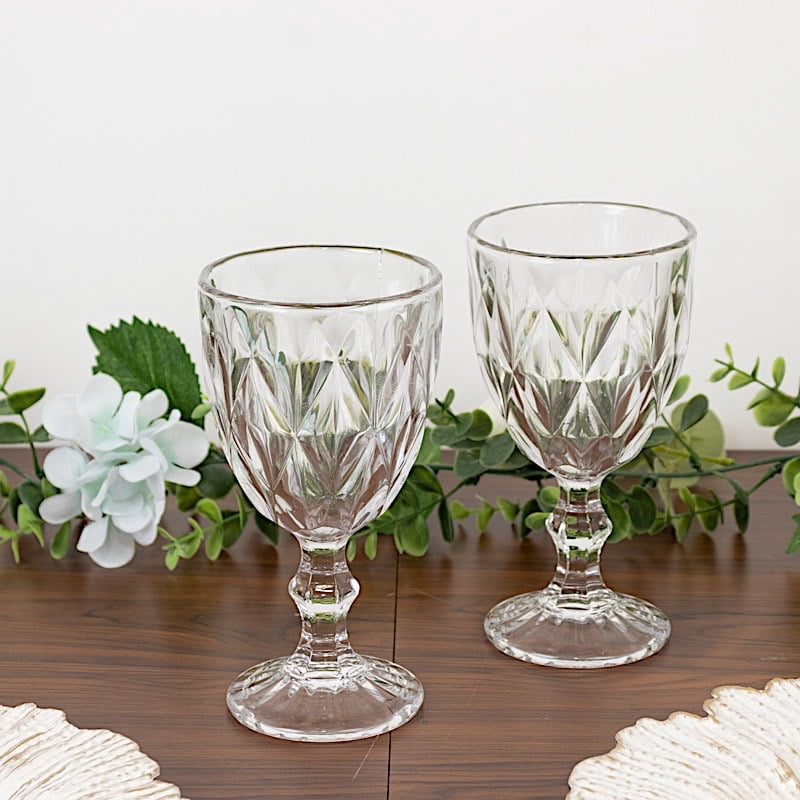 BalsaCircle 6 Clear 12 oz Crystal Reusable Glass Wine Glasses Goblets Wedding Party Events Decorations Supplies