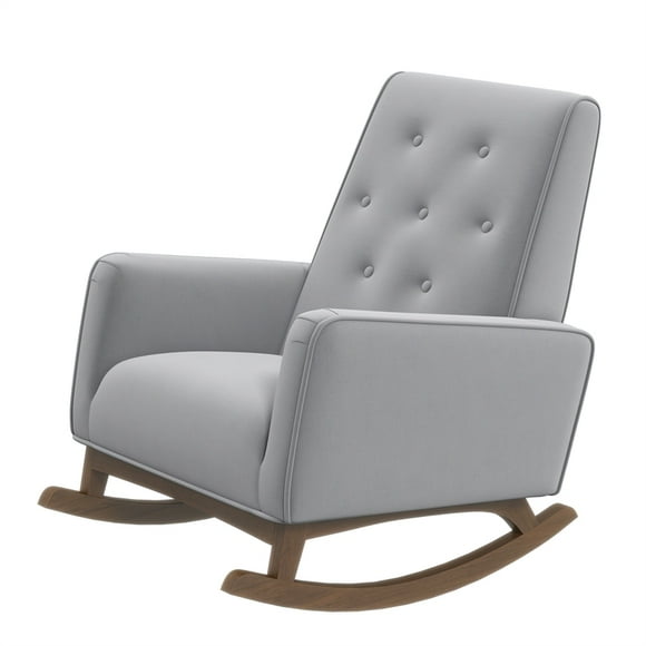 Dalston Tufted Microfiber Modern Indoor Livingroom Rocking Chair in Light Gray
