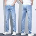 thumbnail image 6 of Business Men Straight Leg Classic Jeans Casual Denim Long Pants Slim Fit Simple Man Trousers Fashion Men's Stretch Jeans, 6 of 6