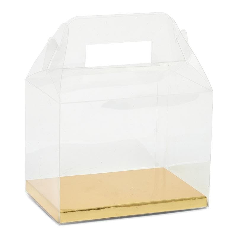 Clear Gable Boxes With Gold Bottom Quantity 24 Width 7" by Paper Mart