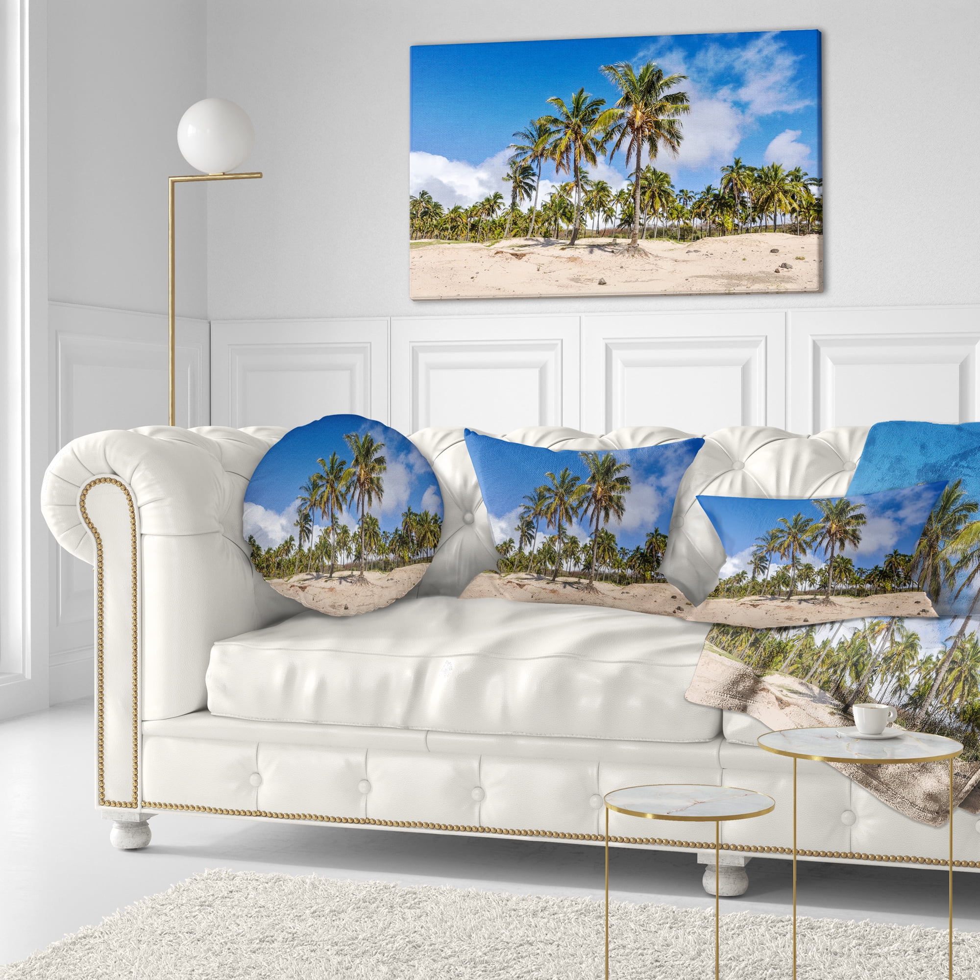 Designart Anakena Beach in Easter Island-Seashore Canvas Wall Artwork-36x28in-Multipanel 3 Piece, 36x28-3 Panels Anakena Beach: A Tropical Oasis with Ancient Ruins