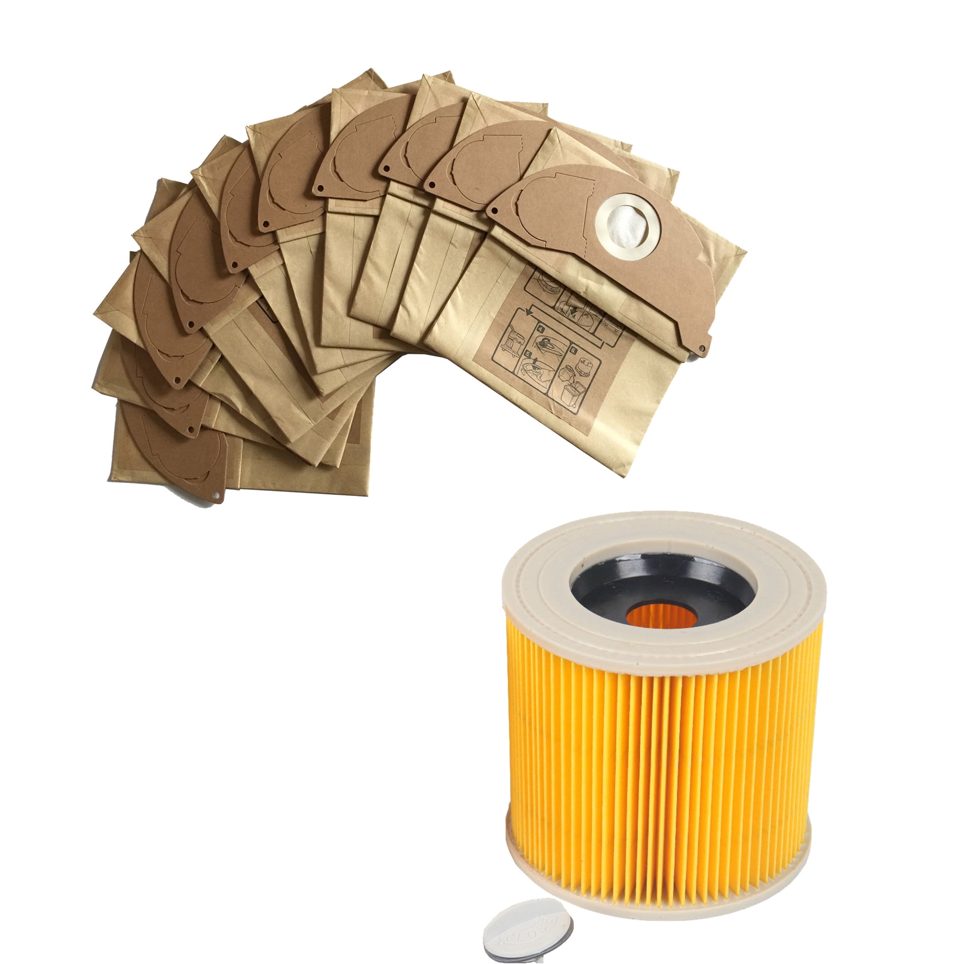 Reusable Filter & Dust Cleang Bag for KARCHER MV2 WD2.200 WD3.500