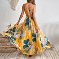thumbnail image 5 of Aellinatey Women's long dress, Bohemian chiffon floral print V-neck long dress, 5 of 11