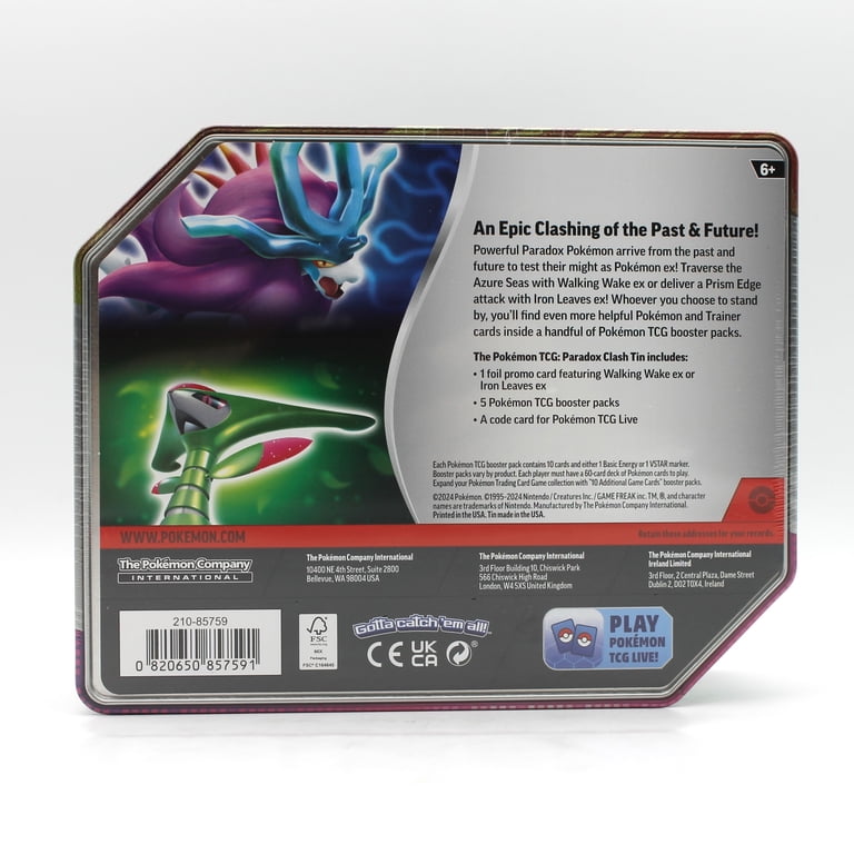 Pokemon Paradox Clash Iron Leaves ex Tin Set [5 Booster Packs & 1 Foil Promo Card]