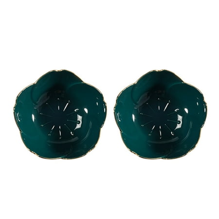 

2PCS Flower Ceramic Seasoning Dipping Bowl Sakura Design Porcelain Sauce Dish Plate for Condiment Kitchen BBQ (Dark Green)