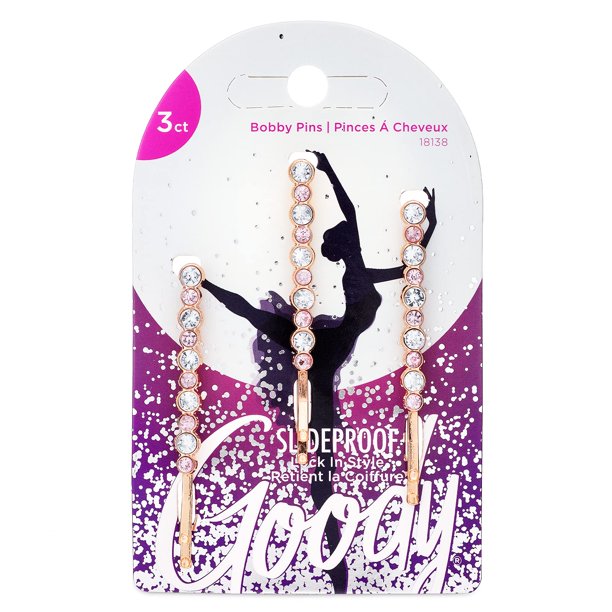 Goody Icy Holiday Stone Bobby Pins - 3 unidades de bobbies de diamantes de imitación antideslizantes - Accesorios para el cabello para hombres, mujeres, niños y niñas para peinar con facilidad y mante