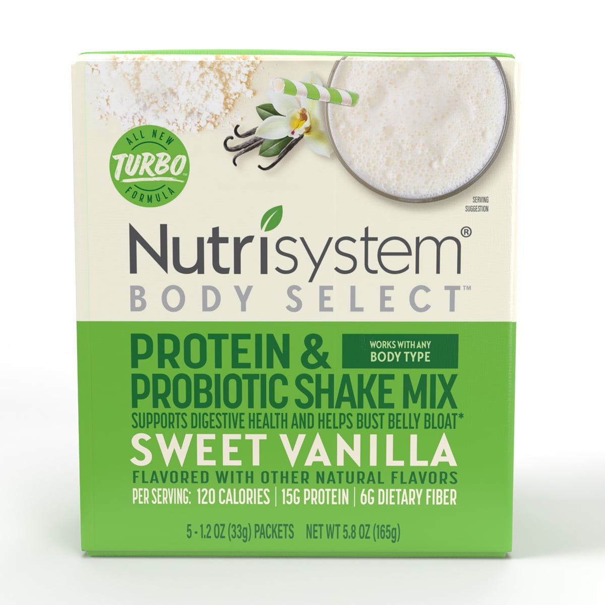 Nutrisystem Body Select Sweet Vanilla Protein & Probiotic Shake Mix, 1.2  oz, 5 count 