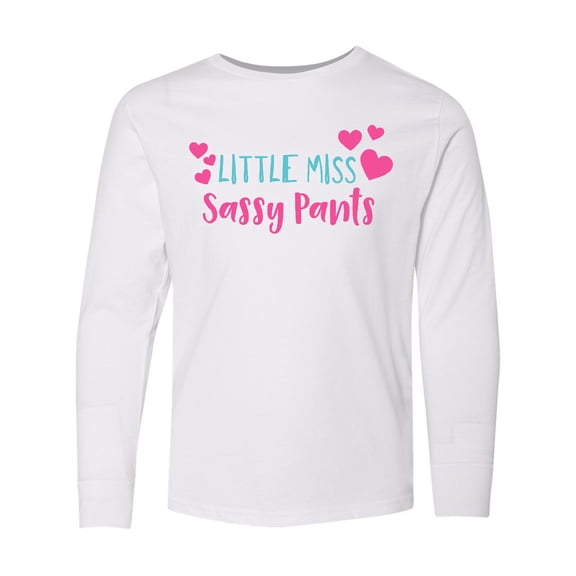 Inktastic Little Miss Sassy Pants, Sassy, Sassy Girl, Hearts Long Sleeve Youth T-Shirt