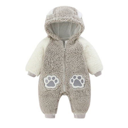 

One-Piece Clothes Boys Girls Long Sleeve Winter Bear Hooded Jumpsuit Romper