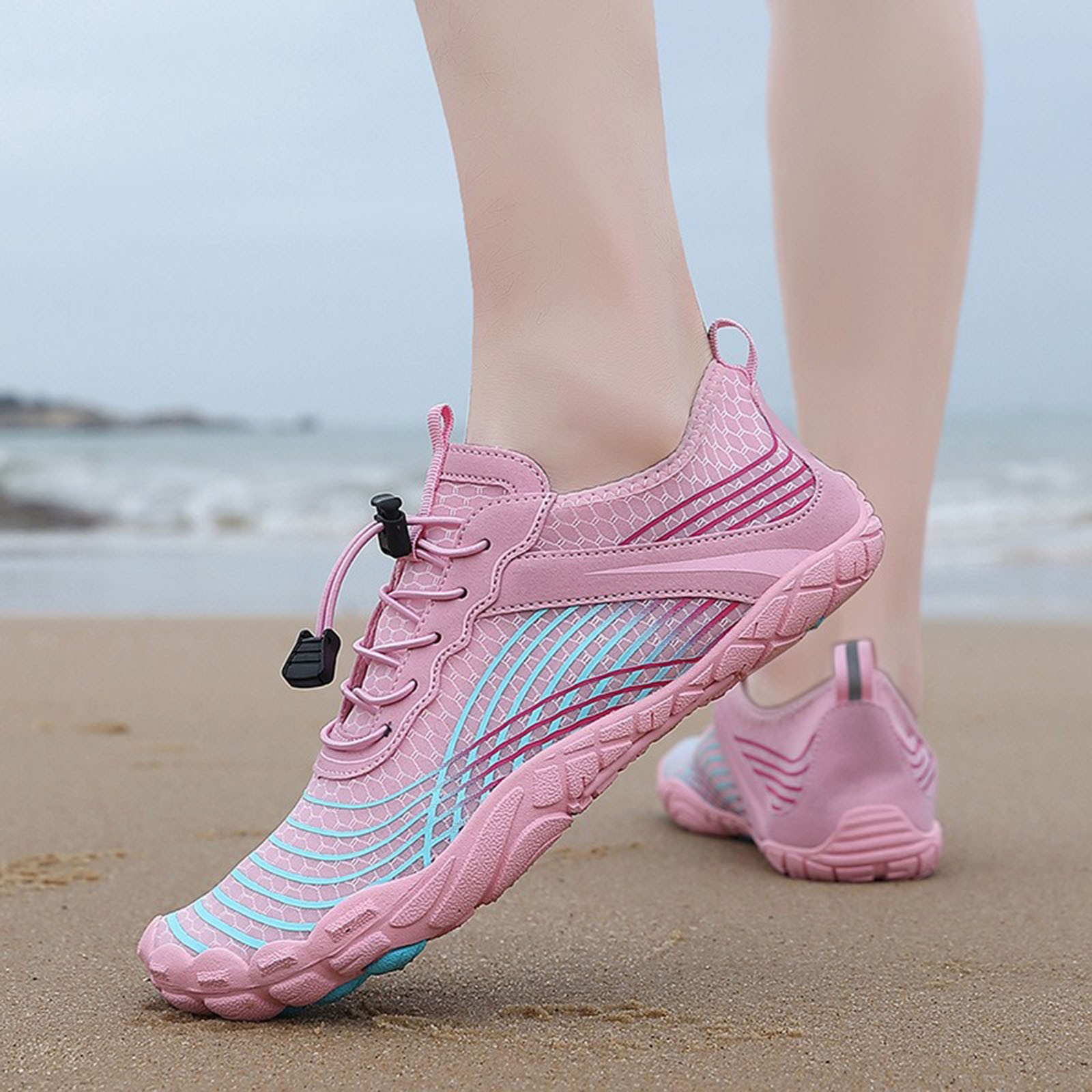 Mepaouo Water Shoes for Women Men Quick Dry Aqua Swim Pool Hiking Athletic Barefoot Shoes(Pink,7)