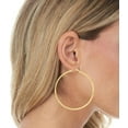 thumbnail image 3 of Floreo 10k Yellow Gold 55mm x 2mm Diamond Cut Round Tube Hoop Earrings, 3 of 3