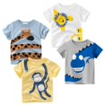 thumbnail image 1 of Camiseta TABNIX para niños, manga corta, manga corta, 4 unidades, de algodón, de 2 a 7 años, 1 of 7