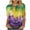 Purple#498, variant on YOIAVAIOY Women Mardi Gras T Shirts Fashion Casual Crew Neck Tops Trendy Mask Print 3/4 Sleeve Blouses Purple L