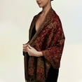 thumbnail image 2 of WEAIXIMIUNG Baby Gloves Soft Reversible Paisley Pashmina Shawl Wrap Scarf W/Fringes, 2 of 7