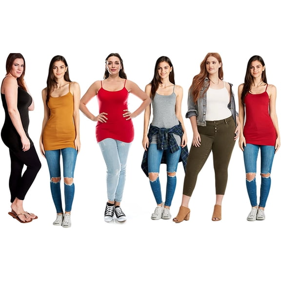 Essential Basic Women's Basic Casual Long Camisole Cami Top Regular Sizes