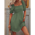 thumbnail image 6 of Women'S Puff Short Sleeve Boho Dress Square Neck Summer A Line Dresses Green M, 6 of 7