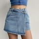 thumbnail image 4 of MKLEKYY Pantalones Cortos De Mezclilla De Cintura Alta Para Mujer, Corte A, Con Lavado Claro, Diseño De Dos Piezas, Para Amantes De La Moda, 4 of 4
