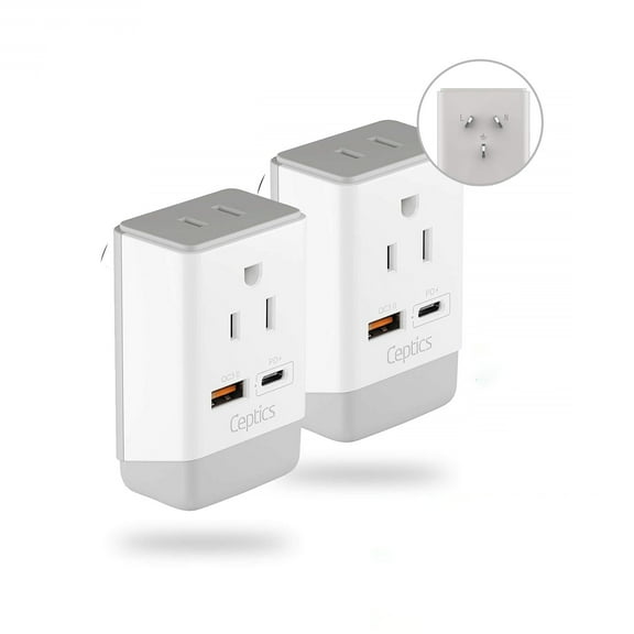 Ceptics Australia China New Zealand Power Plug Adapter 2 Pack, QC 3.0 & PD, Safe Dual USB & USB-C - 2 USA Socket for USA to Australian New Zealand Fiji Argentina, Type I AP-16-2PK Fast Charging