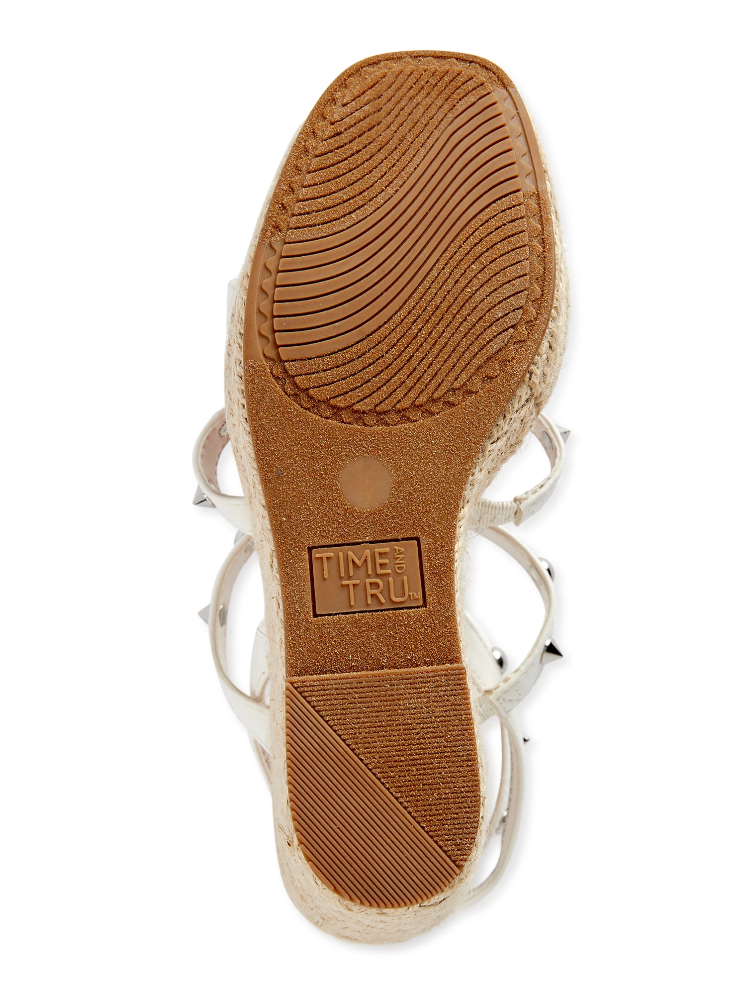 Time and Tru Women’s Studded Strap Wedge Sandals, Wide Width Available