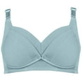 thumbnail image 4 of Nmnitkp Nursing Bras Antibacterial Fabric Solid Color Pregnant Women Breastfeeding Bra With Open Button Postpartum,Soft and Skin-Friendly Cotton Nursing Bras for Breastfeeding Green,80, 4 of 5