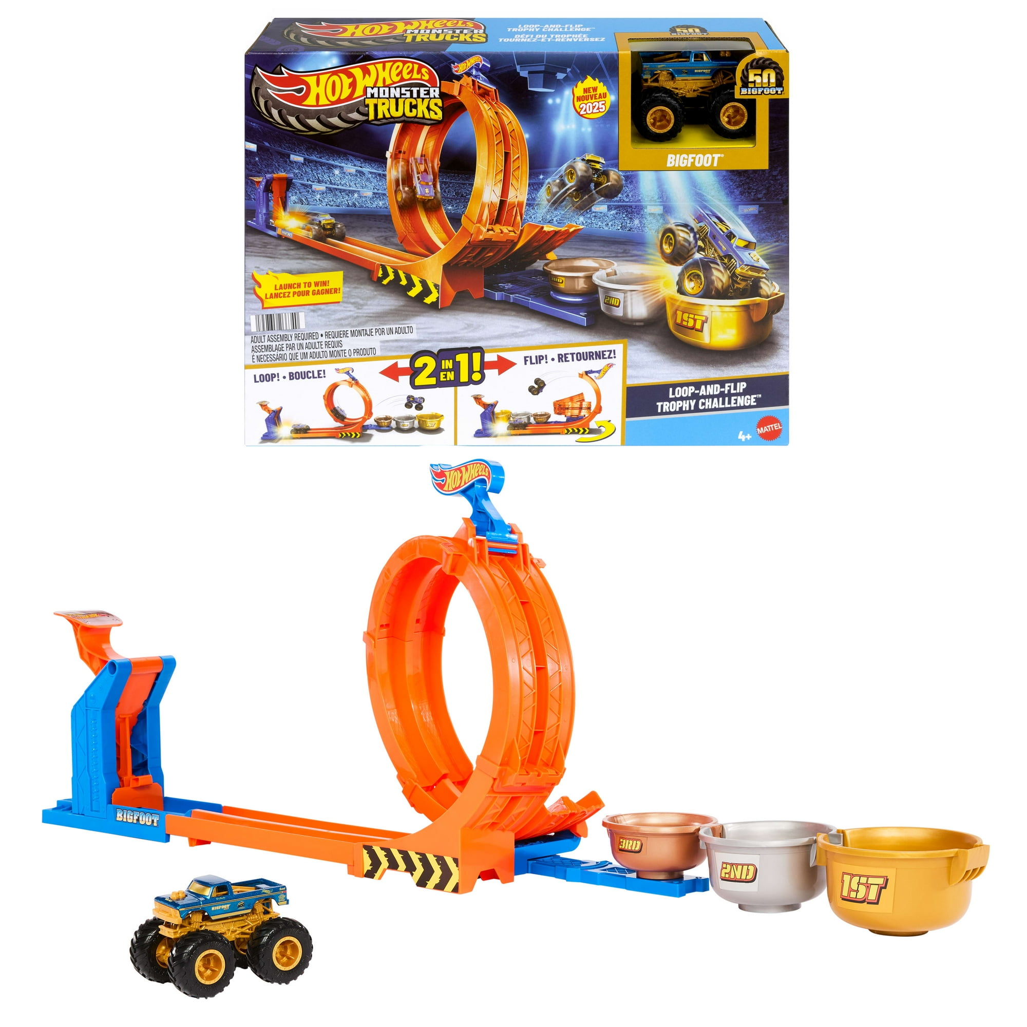 Hot Wheels Monster Trucks Loop-And-Flip Trophy Challenge Playset