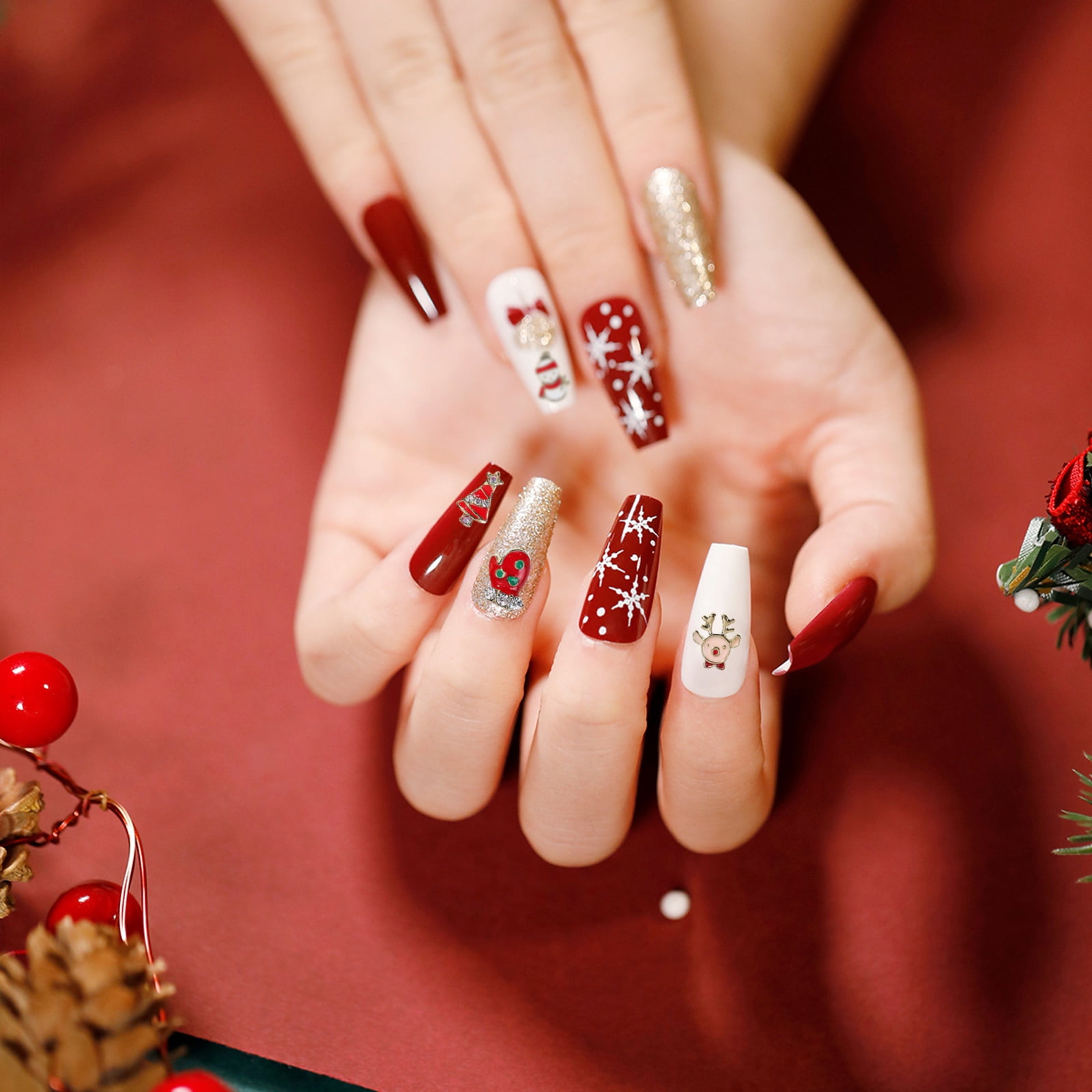 2024 Newly Fashionable Nail Accesseries Advent Calendar for Christmas, New Year Decor, 24 Pcs Surprise Nail Decor for Wife Lovers, Girlfriend Friends Yourself