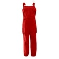 thumbnail image 3 of Lumento Women Jumpsuits With Pockets Romper Sleeveless Long Pants Ladies Leisure Leggings Casual Belt Cargo Pant Red S, 3 of 8