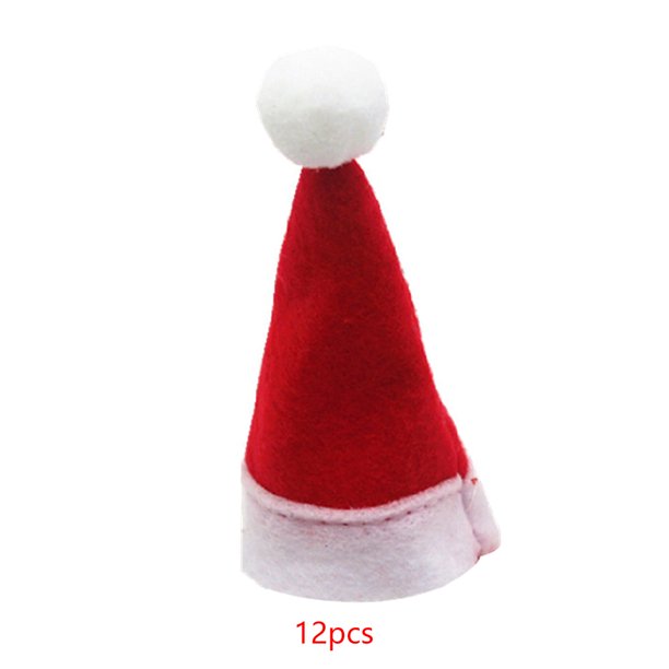 Worallymy 12 Uds. gorro de piruleta pequeño de Navidad gorros de Papá Noel no tejidos gorro de caramelo de piruleta decoración de fiesta de Navidad Worallymy JD735806584