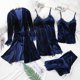 thumbnail image 1 of Conjunto de pijama de terciopelo dorado de otoño e invierno, camisón de tirantes para mujer, camisón sexy, conjunto de cuatro piezas de terciopelo que se puede usar al aire libre, 1 of 5
