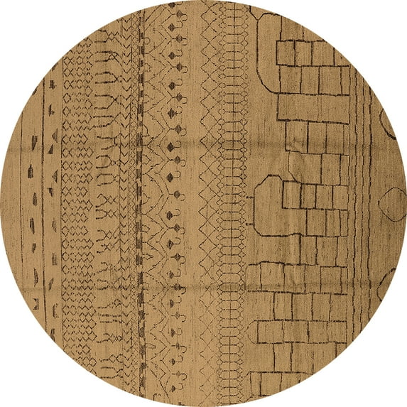 Ahgly Company Indoor Round Solid Brown Modern Area Rugs, 4' Round