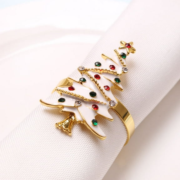 WHAMVOX  4 Pcs Napkin Rings Xmas Tree Party Table Decorations