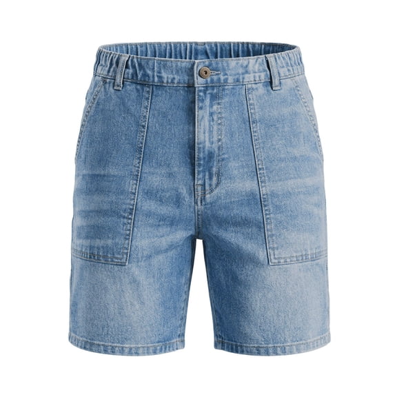 Men's Baggy Denim Shorts Elastic Waist Stretchy Jean Shorts Wide Leg Relaxed Fit Summer Comfort Jorts, XL