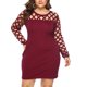 thumbnail image 2 of Vestido acampanado de talla grande para mujer, Sexy, cuello redondo, ahuecado, manga larga sólida, adelgazamiento de glúteos Fridja nbo2102, 2 of 9