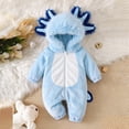 thumbnail image 5 of CUZIBR Baby Halloween For Boys Girls Fuzzy Onesie Animal Romper Jumpsuit Hooded Zip Up Long Sleeve Funny Dress-up Party Clothes,Light Blue,3-6 Months, 5 of 7