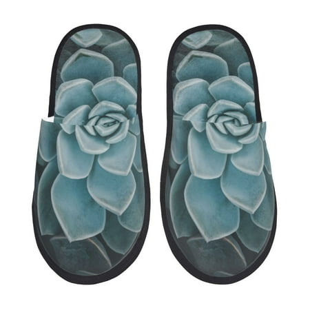 Balery Blue Color Cactus Slient Indoor Furry Fleece Comfort House Shoes Soft Non-Slip Home Shoes Cotton slippers House Slippers-- Large