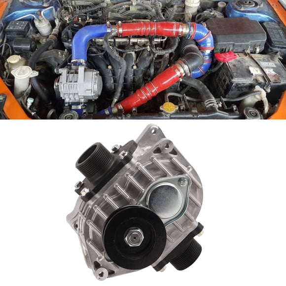Supercharger, AMR500 Remanufactured Mechanical Turbocharger, Universal Aluminum Mini Roots Compressor Blower Booster With V Pulley, Compatible With Cars With 2.0 And Below